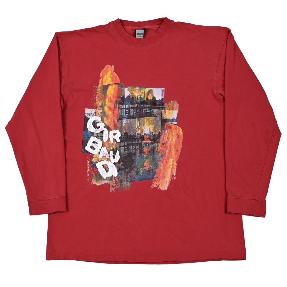 Vintage Marithe Francois Girbaud T-Shirt Long Sleeve Men's XL Red Abstract Art